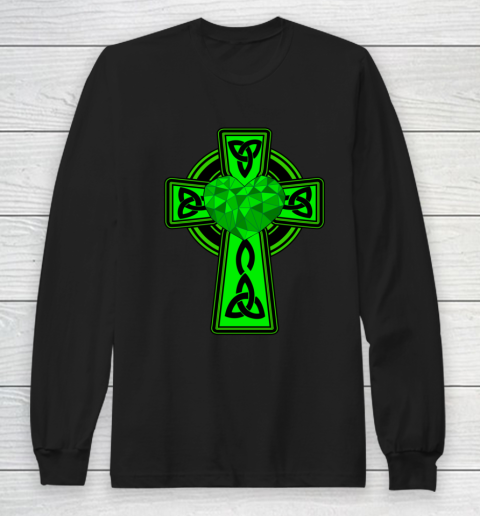 Irish Valentines Celtic Cross Irish American Heart Celtic Long Sleeve T-Shirt