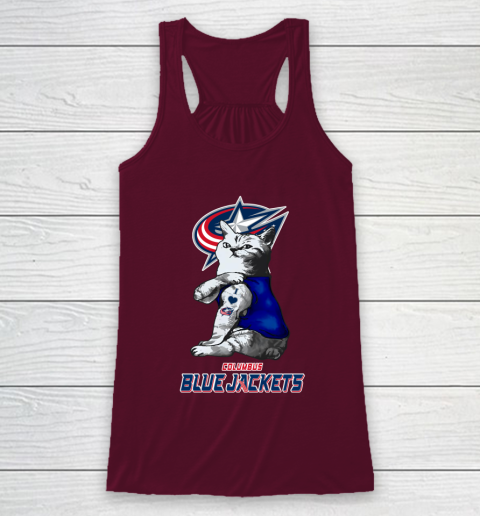 NHL My Cat Loves Columbus Blue Jackets Hockey Racerback Tank 2