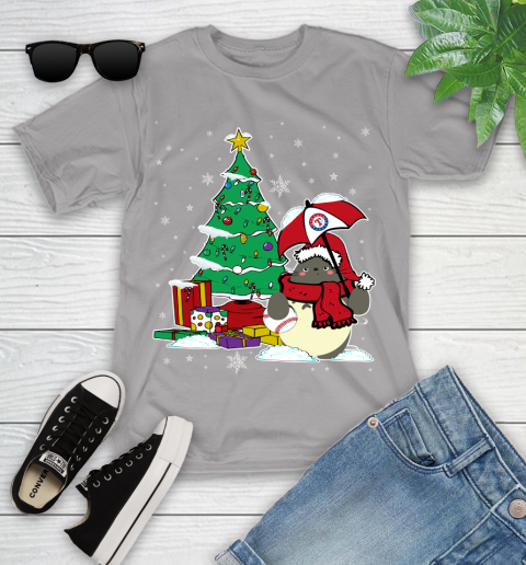 Texas Rangers MLB Baseball Cute Tonari No Totoro Christmas Sports Youth T-Shirt 4