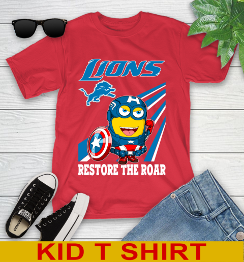 NFL Football Detroit Lions Captain America Marvel Avengers Minion Shirt Youth T-Shirt 11