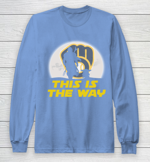 Milwaukee Brewers MLB Baseball Star Wars Yoda And Mandalorian This Is The Way Long Sleeve T-Shirt 8