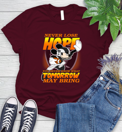 Oakland Raiders NFL Football Mickey Disney Never Lose Hope Women's T-Shirt 7