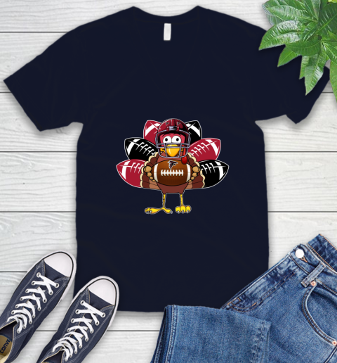 Atlanta Falcons Turkey Thanksgiving Day V-Neck T-Shirt 3