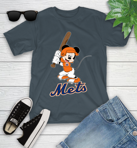 MLB Baseball New York Mets Cheerful Mickey Mouse Shirt Youth T-Shirt 8