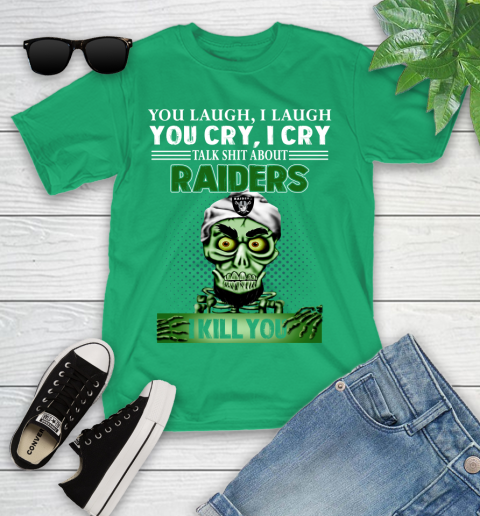 NFL Talk Shit About Oakland Raiders I Kill You Achmed The Dead Terrorist Jeffrey Dunham Football Youth T-Shirt 8