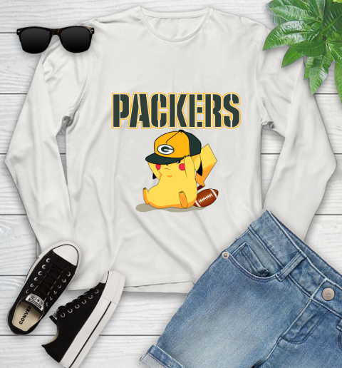 NFL Pikachu Football Sports Green Bay Packers Youth Long Sleeve 12