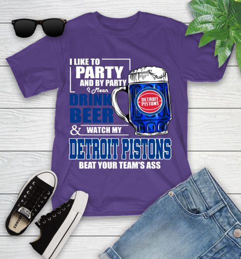 NBA Drink Beer and Watch My Detroit Pistons Beat Your Team's Ass Basketball Youth T-Shirt 3