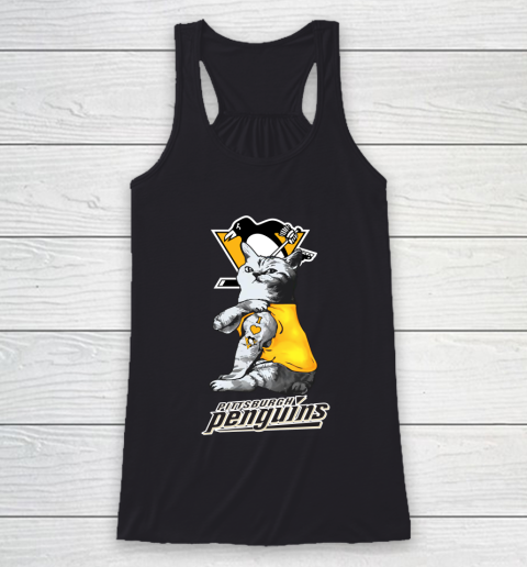 NHL My Cat Loves Pittsburgh Penguins Hockey Racerback Tank