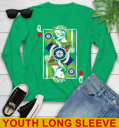 MLB Baseball Seattle Mariners The Queen Of Hearts Card Shirt Youth Long Sleeve 7
