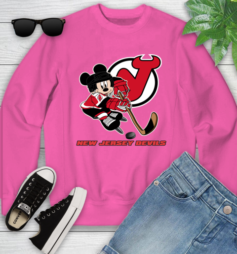 NHL New Jersey Devils Mickey Mouse Disney Hockey T Shirt Youth
