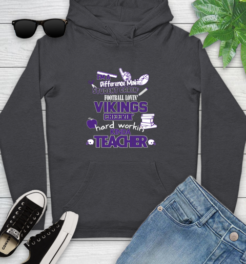Minnesota Vikings NFL I'm A Difference Making Student Caring Football Loving Kinda Teacher Youth Hoodie 8