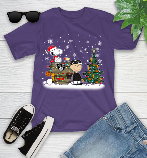 Brooklyn Nets NBA Basketball Christmas The Peanuts Movie Snoopy Championship Youth T-Shirt 3
