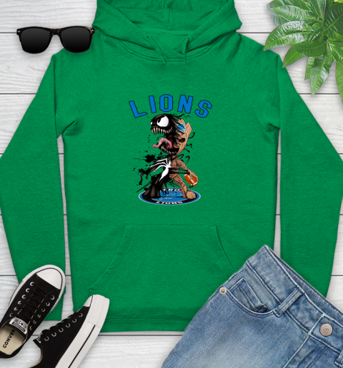NFL Detroit Lions Football Venom Groot Guardians Of The Galaxy Youth Hoodie 7