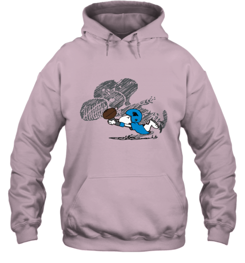 obj1 carolina panthers snoopy plays the football game hoodie 23 front light pink