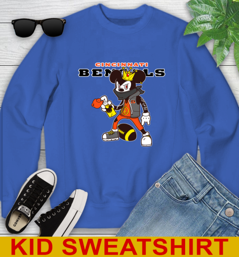 Cincinnati Bengals NFL Football Mickey Peace Sign Sports Youth Sweatshirt 7