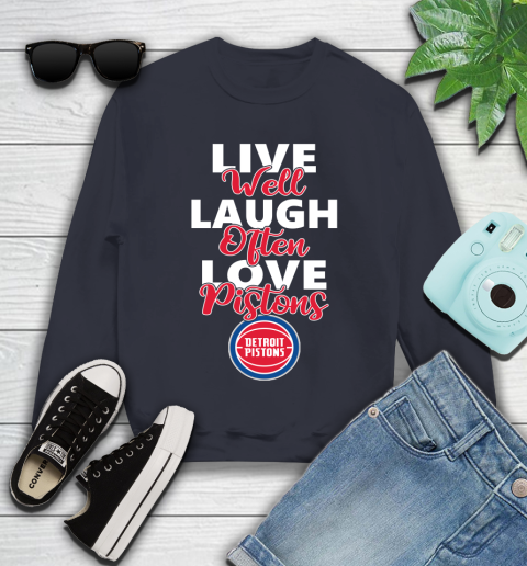 NBA Basketball Detroit Pistons Live Well Laugh Often Love Shirt Youth Sweatshirt 2
