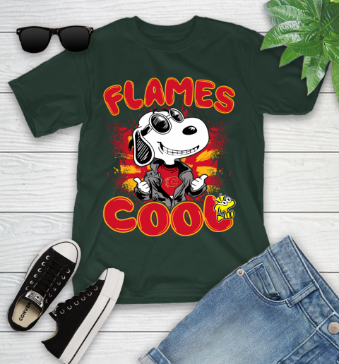 NHL Hockey Calgary Flames Cool Snoopy Shirt Youth T-Shirt 4