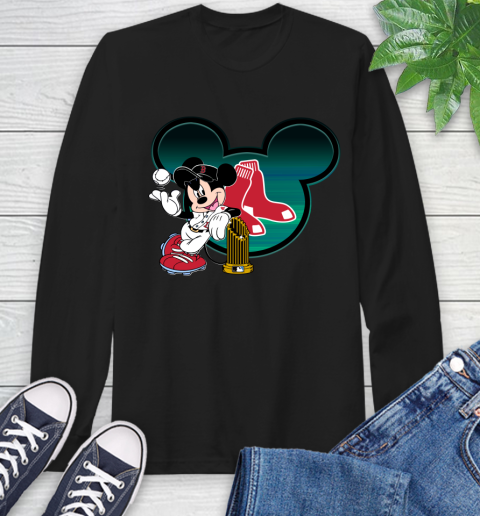 MLB Boston Red Sox The Commissioner's Trophy Mickey Mouse Disney Long Sleeve T-Shirt 2