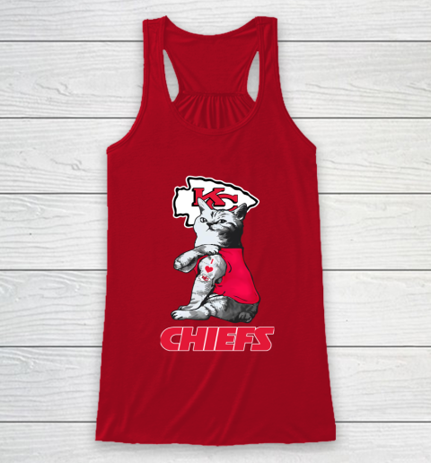 NFL Football My Cat Loves Kansas City Chiefs Racerback Tank 4