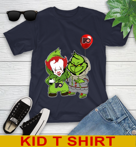 Philadelphia Flyers Baby Pennywise Grinch Christmas NHL Hockey Youth T-Shirt 3