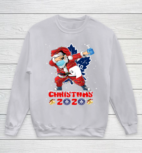 Toronto Maple Leafs Funny Santa Claus Dabbing Christmas 2020 NHL Youth Sweatshirt 3