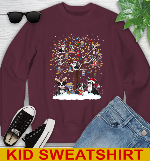 Boston terrier dog pet lover light christmas tree shirt 112