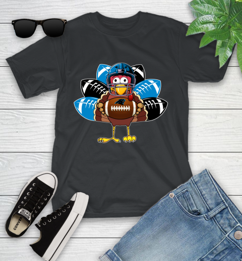 Carolina Panthers Turkey Thanksgiving Day Youth T-Shirt 2