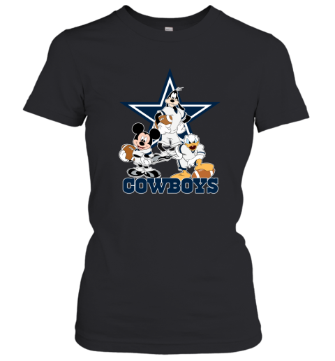 Mickey Donald Goofy The Three Dallas Cowboys Football Women's T-Shirt