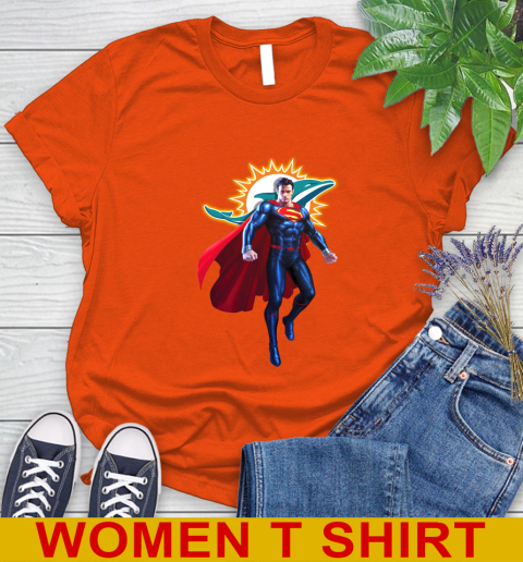 NFL Superman DC Sports Football Miami Dolphins Women's T-Shirt 4