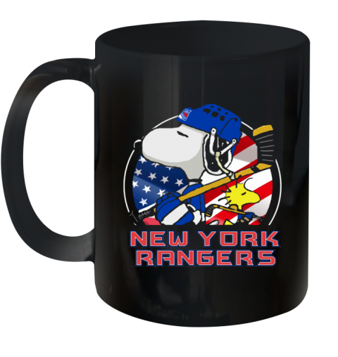 t7v8 new york rangersnoopy and woodstock nhl ceramic mug 110 56 front black