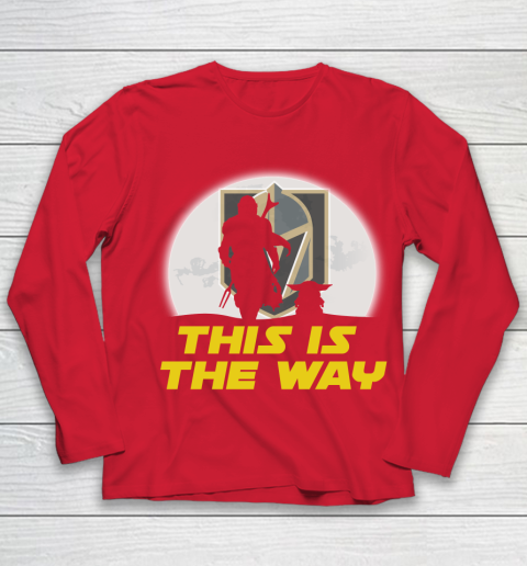 Vegas Golden Knights NHL Ice Hockey Star Wars Yoda And Mandalorian This Is The Way Youth Long Sleeve 8
