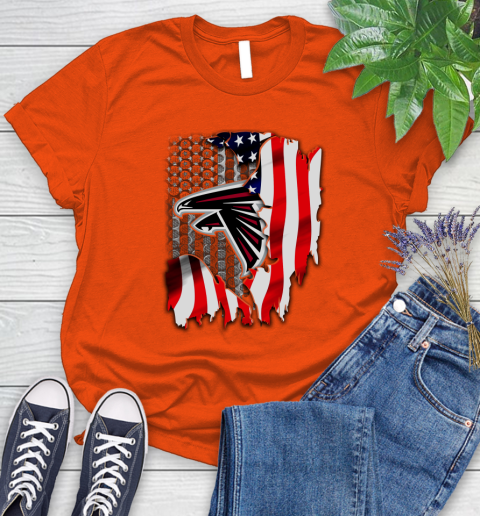 Atlanta Falcons NFL Football American Flag Women's T-Shirt 3