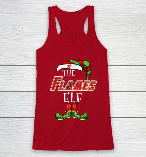 Calgary Flames Christmas ELF Funny NHL Racerback Tank 4