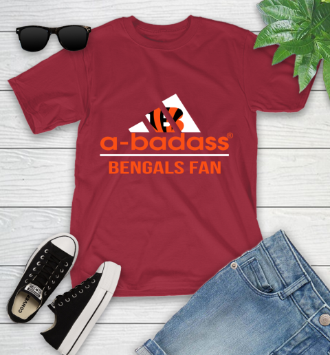NFL A Badass Cincinnati Bengals Fan Adidas Football Sports 1 Youth T-Shirt 14