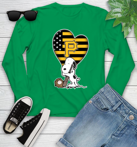 Pittsburgh Pirates MLB Baseball The Peanuts Movie Adorable Snoopy Youth Long Sleeve 6