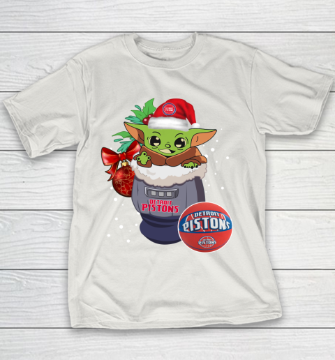Detroit Pistons Christmas Baby Yoda Star Wars Funny Happy NBA Youth T-Shirt 11