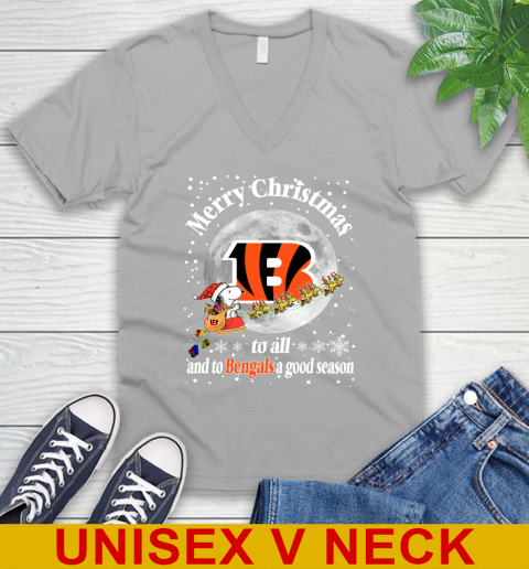 Cincinnati Bengals Merry Christmas To All And To Bengals A Good Season NFL Football Sports V-Neck T-Shirt 3