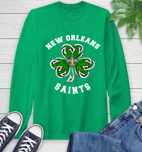 NFL New Orleans Saints Three Leaf Clover St Patrick's Day Football Sports Long Sleeve T-Shirt 8