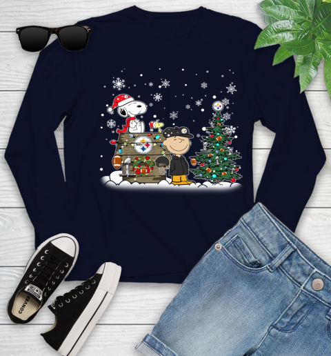 NFL Pittsburgh Steelers Snoopy Charlie Brown Christmas Football Super Bowl Sports Youth Long Sleeve 2