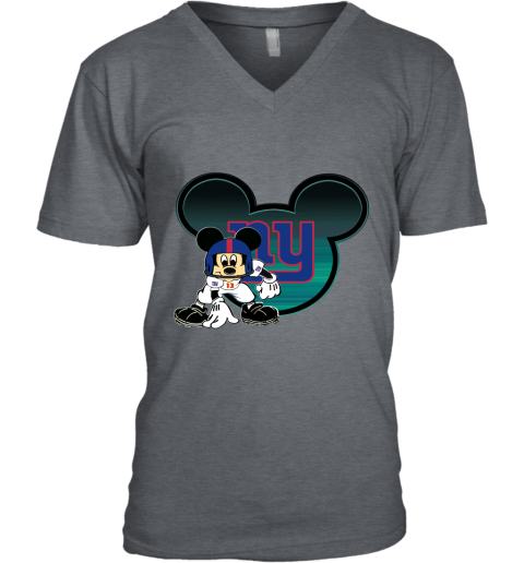 NFL New York Giants Mickey Mouse Disney Football T Shirt t3llp5ssmwx v neck unisex 8 95 151514 front dark heather