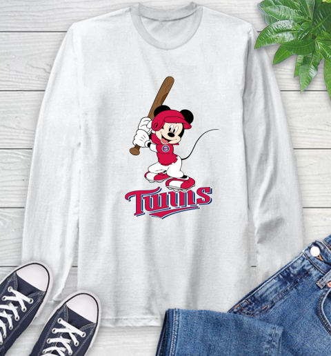 MLB Baseball Minnesota Twins Cheerful Mickey Mouse Shirt Long Sleeve T-Shirt 2