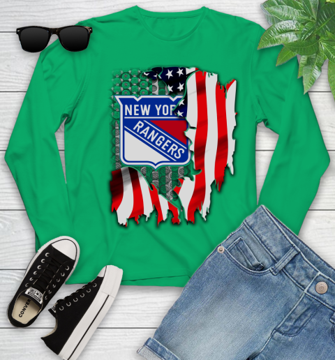 New York Rangers NHL Hockey American Flag Youth Long Sleeve 7