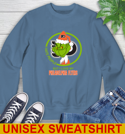 Philadelphia Flyers NHL Christmas Grinch I Hate People But I Love My Favorite Hockey Team Sweatshirt 8