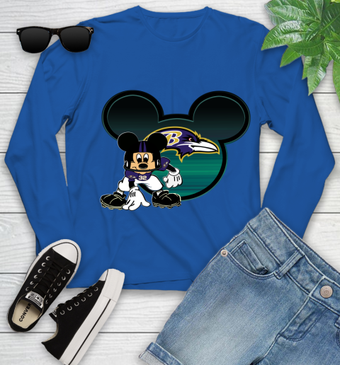NFL Baltimore Ravens Mickey Mouse Disney Football T Shirt Youth Long Sleeve 9