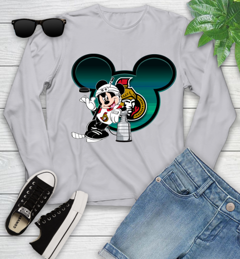 NHL Ottawa Senators Stanley Cup Mickey Mouse Disney Hockey T Shirt Youth Long Sleeve 5