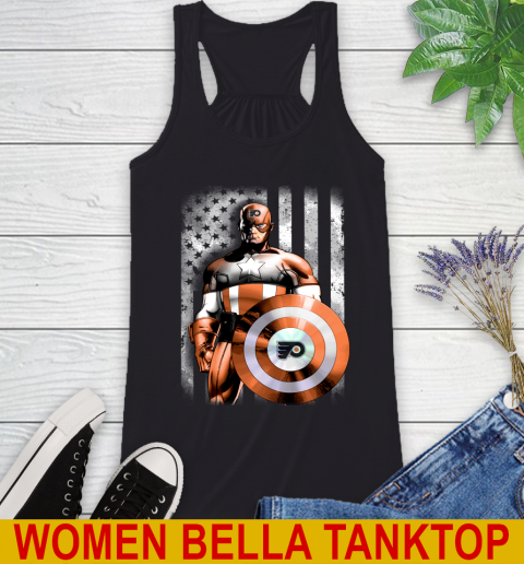 Philadelphia Flyers NHL Hockey Captain America Marvel Avengers American Flag Shirt Racerback Tank