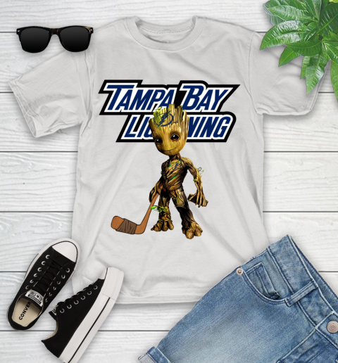 Tampa Bay Lightning NHL Hockey Groot Marvel Guardians Of The Galaxy Youth T-Shirt