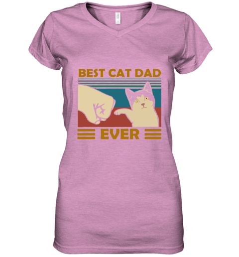 sth1 best cat dad ever fist dash with cat vintage women v neck t shirt 39 front heather radiant orchid