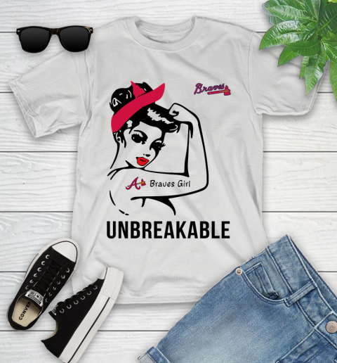 MLB Atlanta Braves Girl Unbreakable Baseball Sports Youth T-Shirt