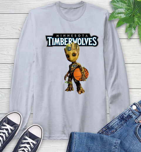 Minnesota Timberwolves NBA Basketball Groot Marvel Guardians Of The Galaxy Long Sleeve T-Shirt 6